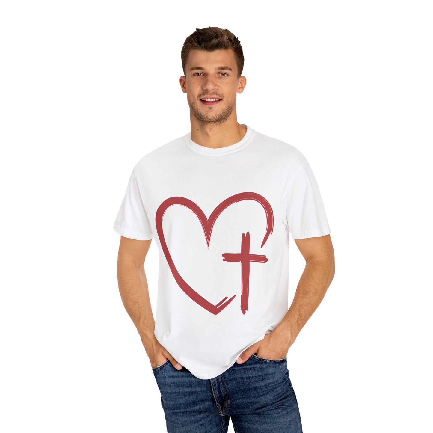 Christian Unisex T-Shirt Heart & Cross