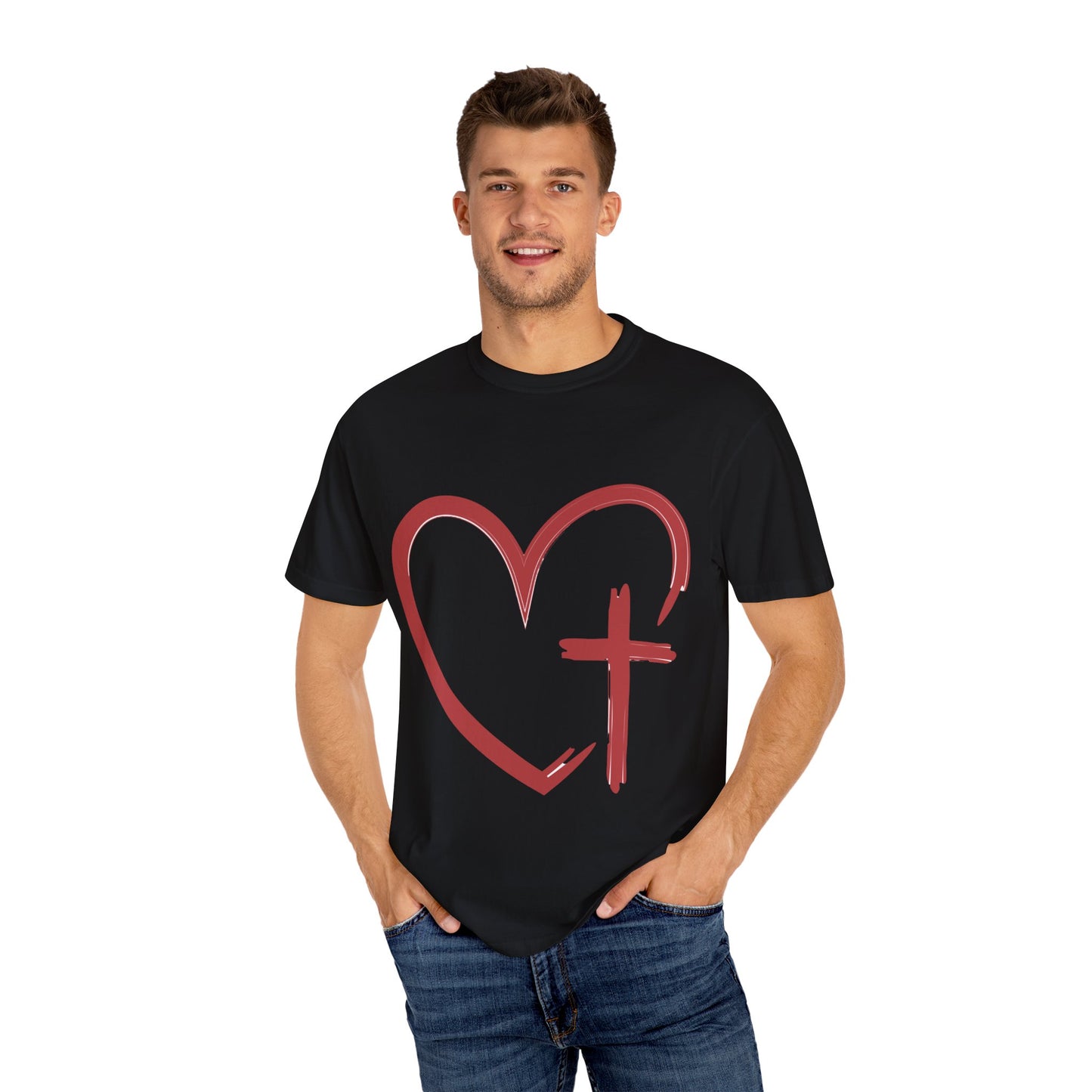 Christian Unisex T-Shirt Heart & Cross