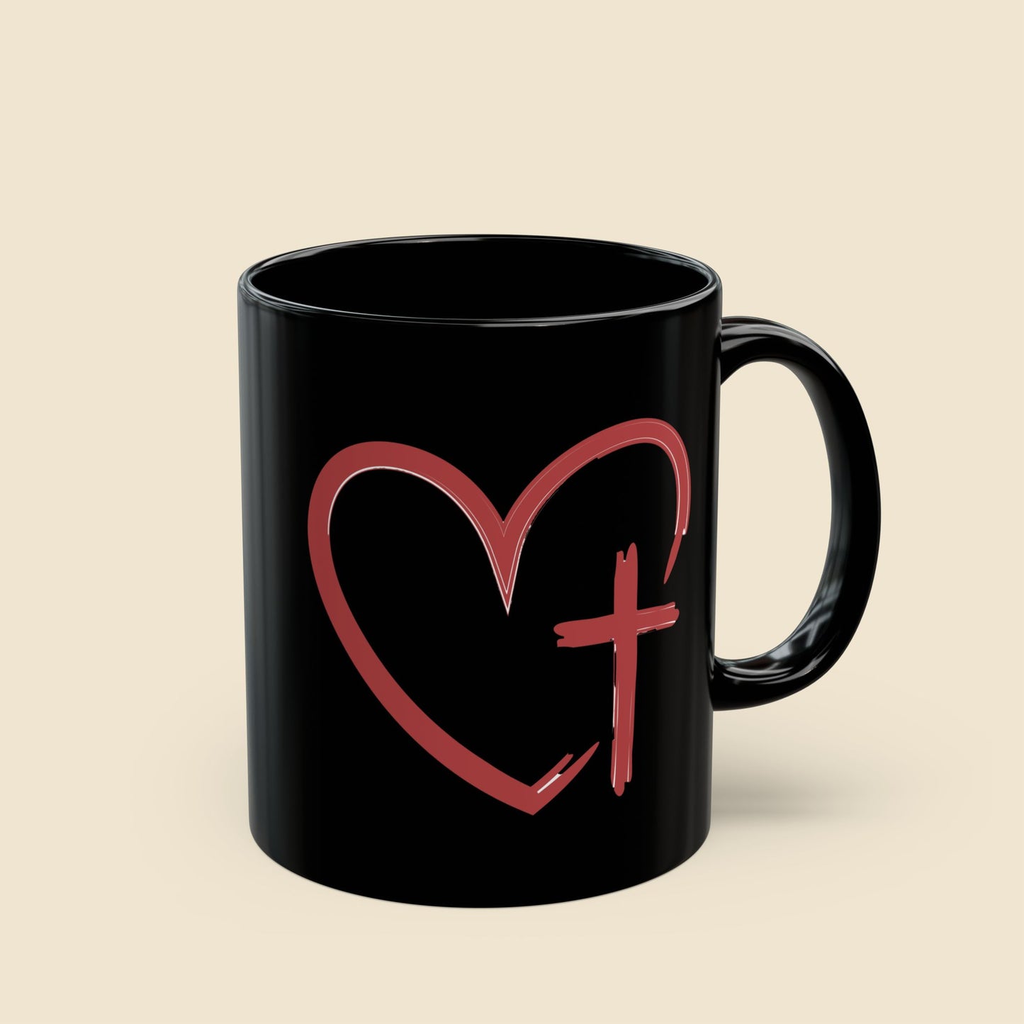 Christian Heart and Cross Coffee Mug