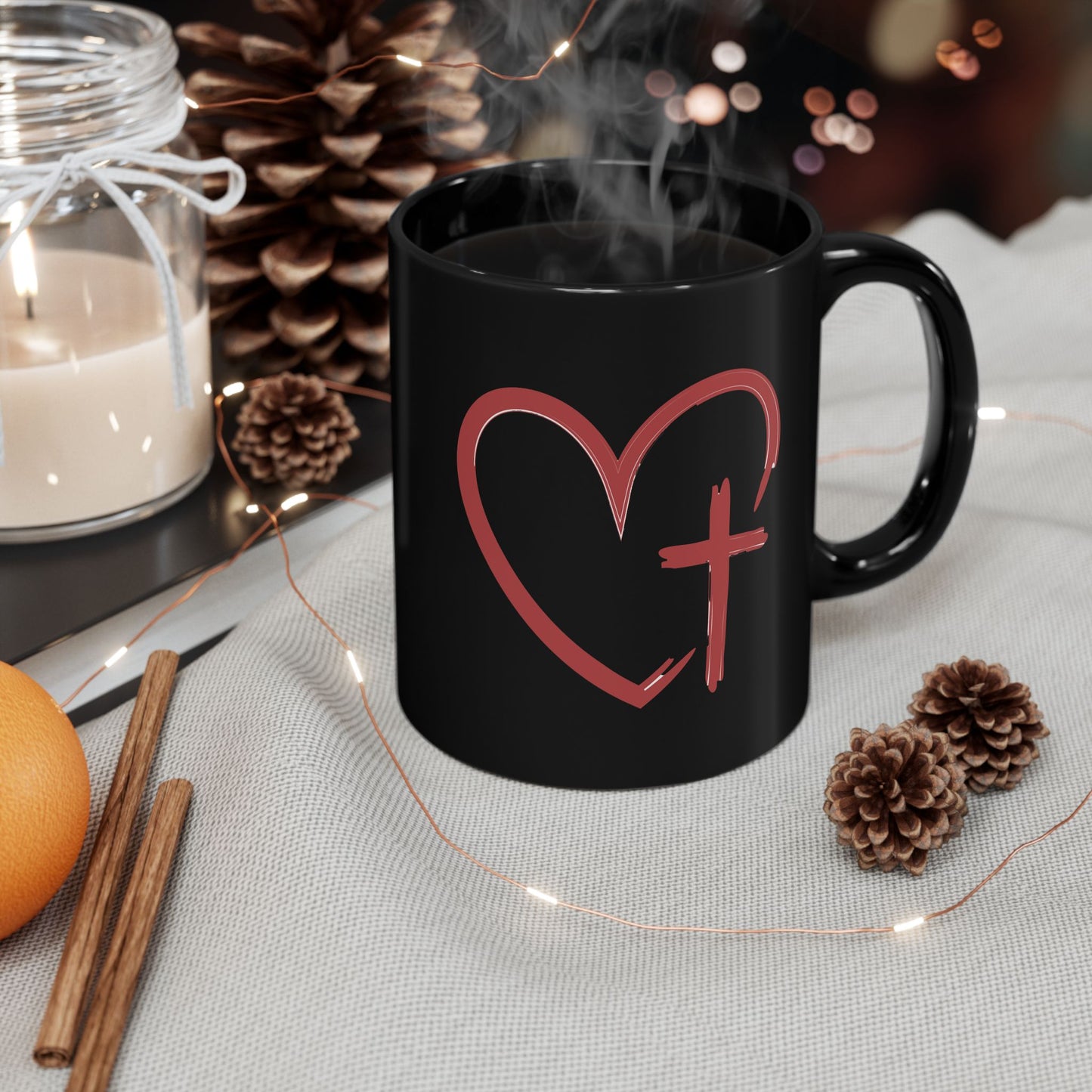 Christian Heart and Cross Coffee Mug