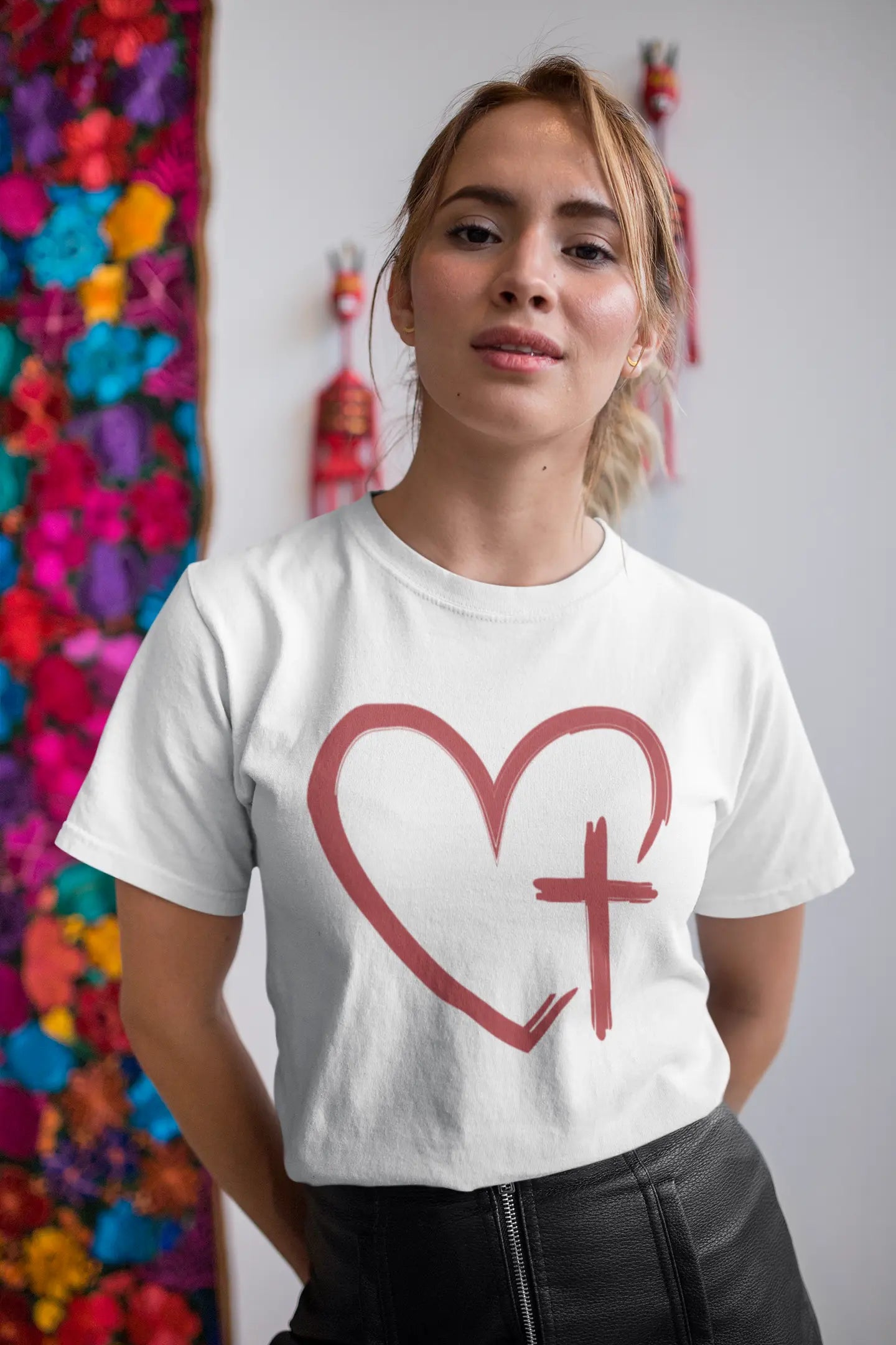 Christian Unisex T-Shirt Heart & Cross