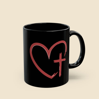 Christian Heart and Cross Coffee Mug