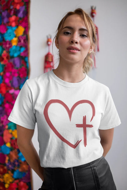 Christian Unisex T-Shirt Heart & Cross