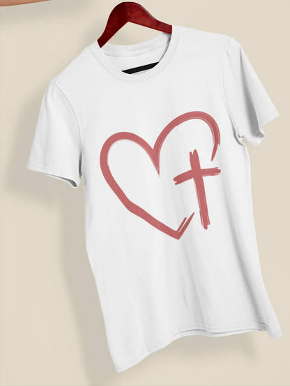 Christian Unisex T-Shirt Heart & Cross