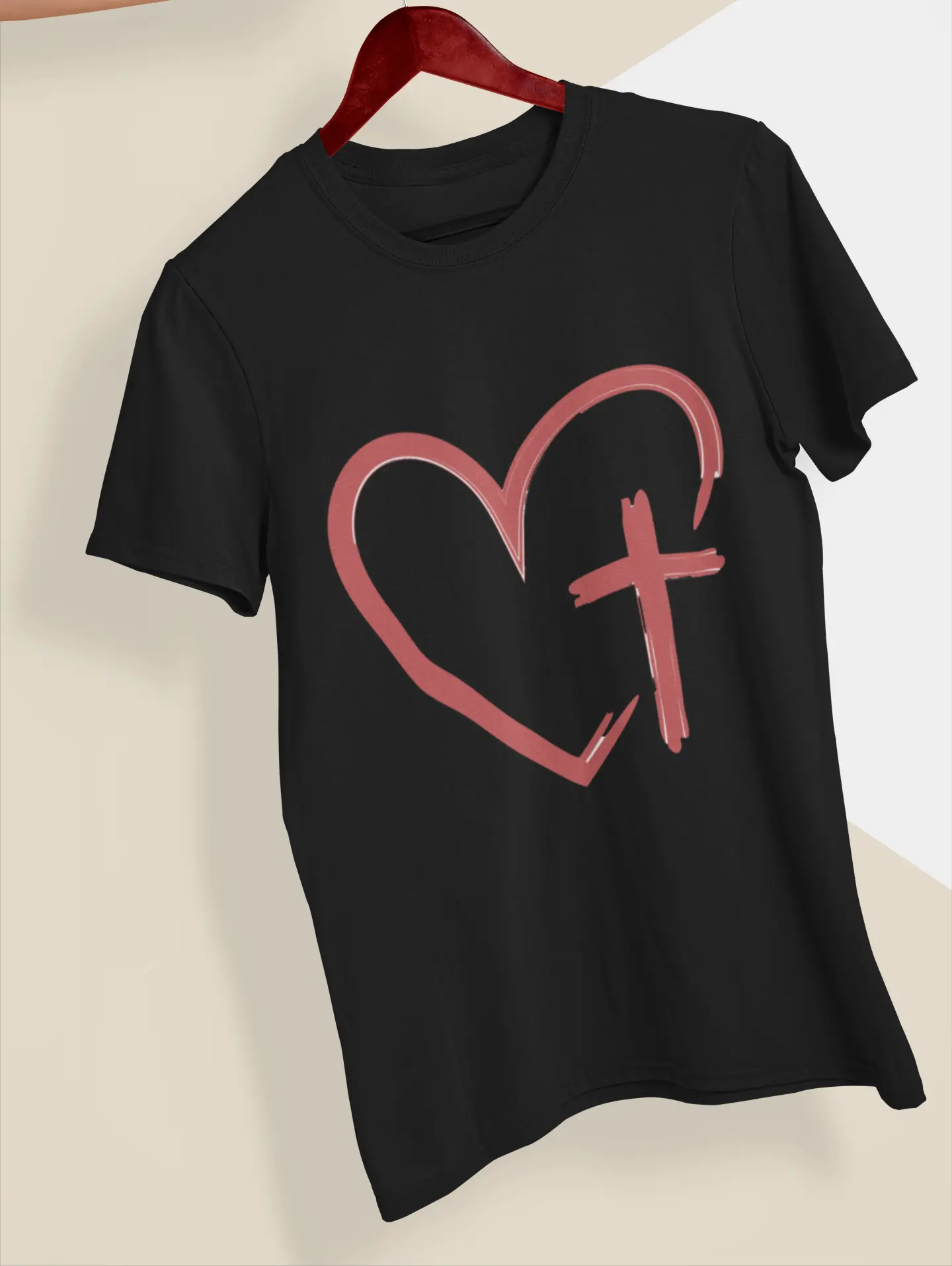 Christian Unisex T-Shirt Heart & Cross